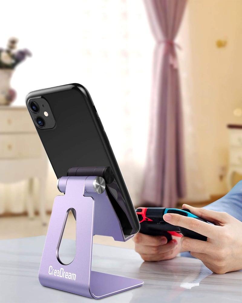CreaDream Adjustable Cell Phone Stand, Phone Stand, Cradle, Dock, Holder, Aluminum Desktop Stand Compatible with Phone 13 12 11 Pro Max Charging, Accessories Desk, All Mobile Phones, Purple - Image 4