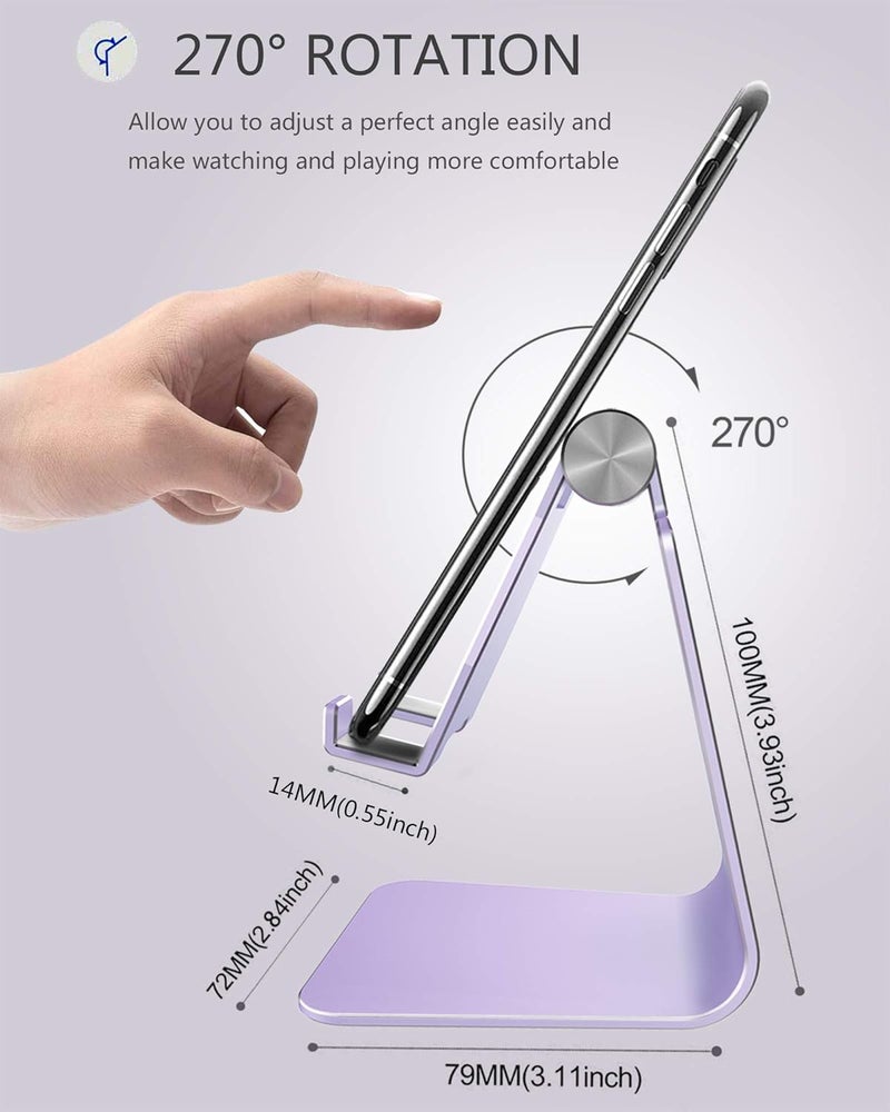 CreaDream Adjustable Cell Phone Stand, Phone Stand, Cradle, Dock, Holder, Aluminum Desktop Stand Compatible with Phone 13 12 11 Pro Max Charging, Accessories Desk, All Mobile Phones, Purple - Image 3