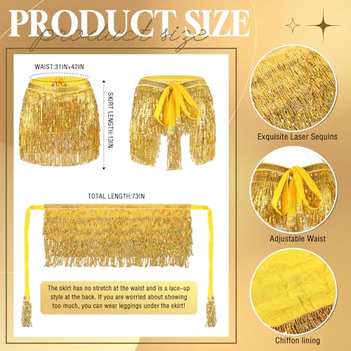 Chicingyou 6 Pack Gold Digger Costume Accessories Sequin Skirts Tshirts Dollar Sign Necklace Ring Bracelet Shovel for WomenS - Image 3