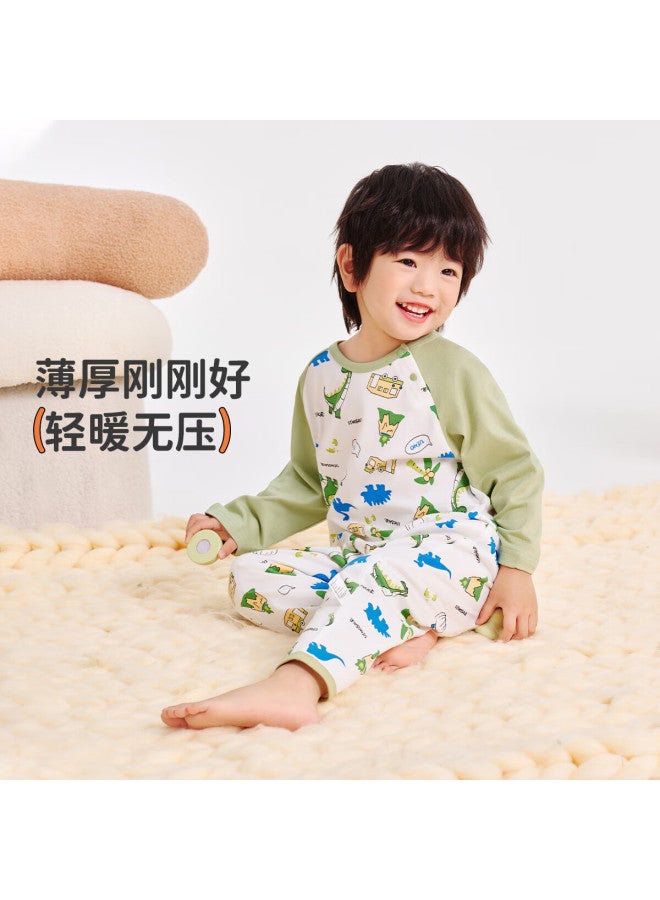 Yuzhaolin Children's Onesie Pajamas, Boys' Loungewear, Comfortable Pure Cotton Romper For Young Kids, Dinosaur Sleeve Romper - Image 1