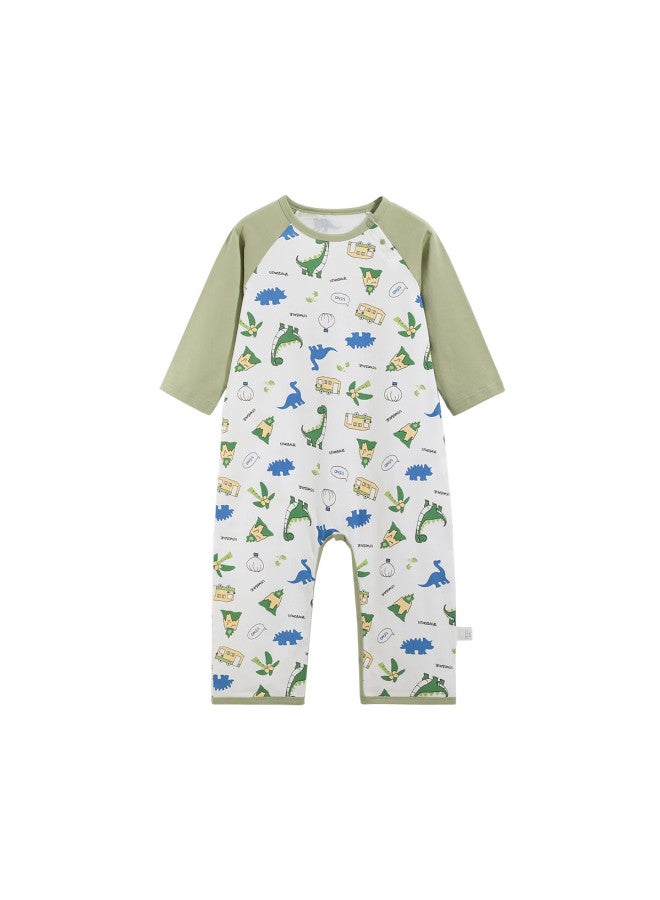 Yuzhaolin Children's Onesie Pajamas, Boys' Loungewear, Comfortable Pure Cotton Romper For Young Kids, Dinosaur Sleeve Romper - Image 2