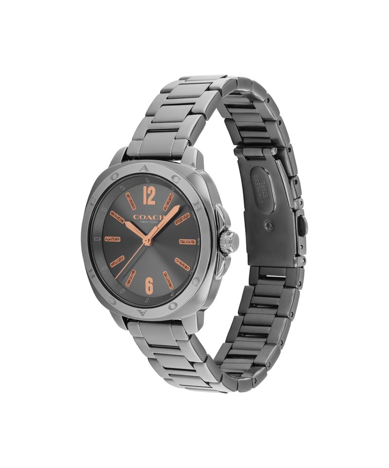 COACH Tonneau Analog Women'S Ionic Plated Grey Steel Case  Watch - Image 1
