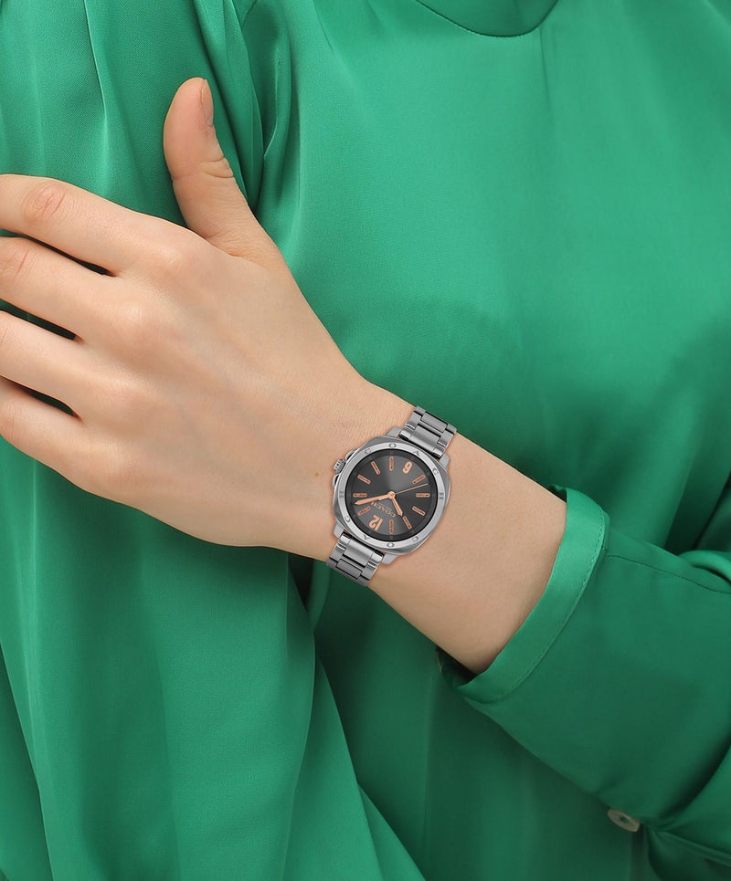 COACH Tonneau Analog Women'S Ionic Plated Grey Steel Case  Watch - Image 4