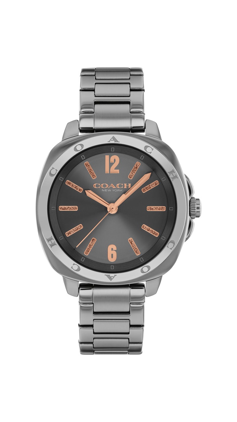 COACH Tonneau Analog Women'S Ionic Plated Grey Steel Case  Watch - Image 3