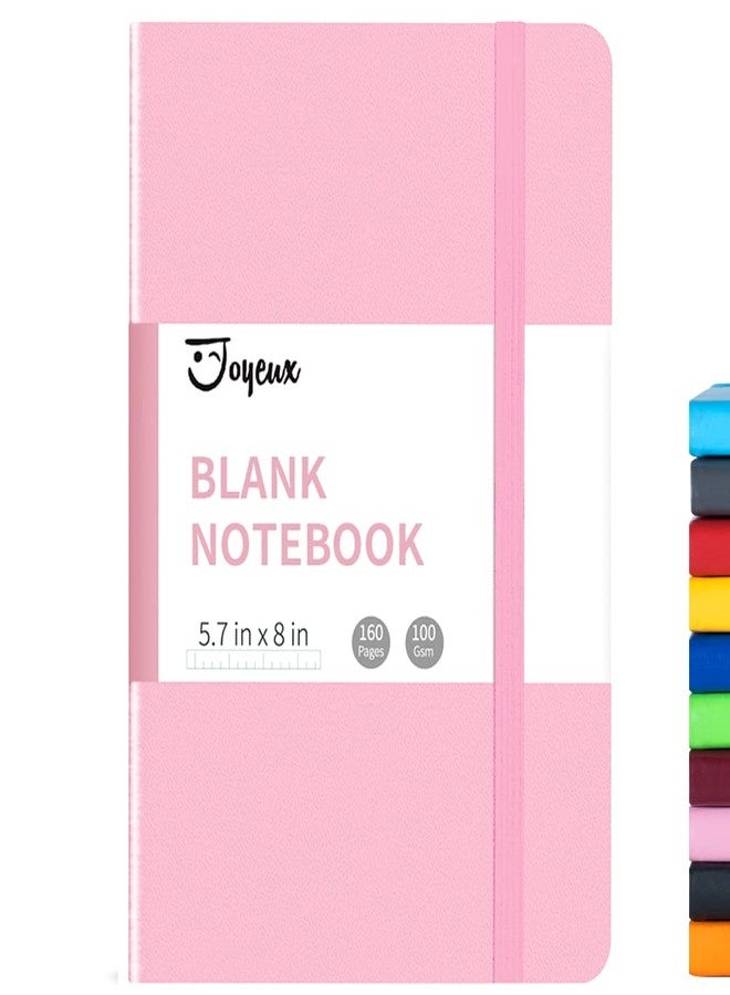 JOYEUX Blank Journal Notebook, A5, 160 Pages 100 Gsm Thick Sketch Books Hardcover Journal for Writing, 5.7 inches x 8 inches Notebooks for Work (Black) - Image 1