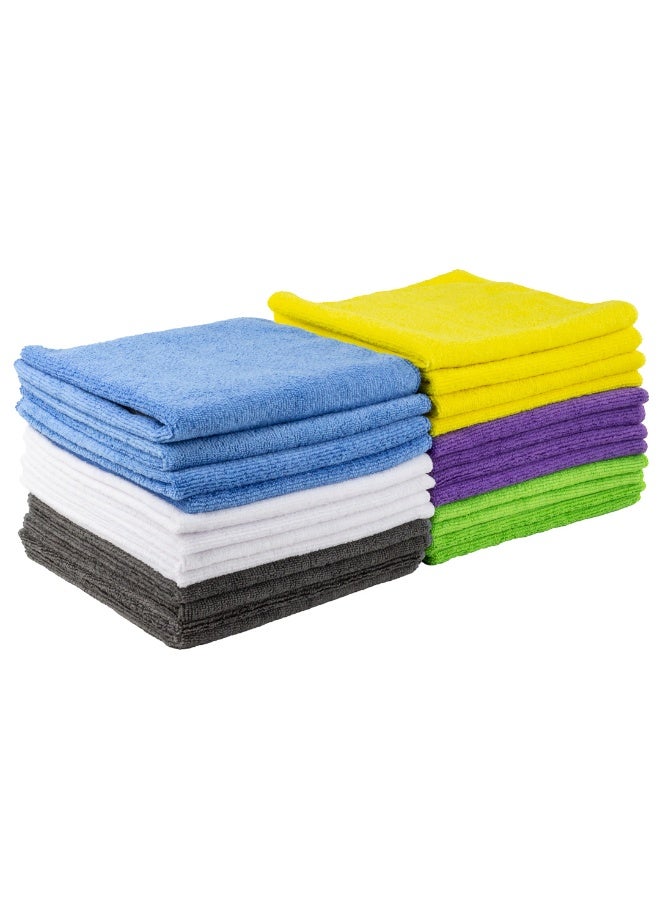 Restaurantware Clean Tek Professional 16 x 16 Inch Cleaning Cloths, 60 Lint Free Microfiber Towels - Highly Absorbent, Non Abrasive, 6 Colors Microfiber Cleaning Rags, Reusable, For All Purpose Use - Image 2