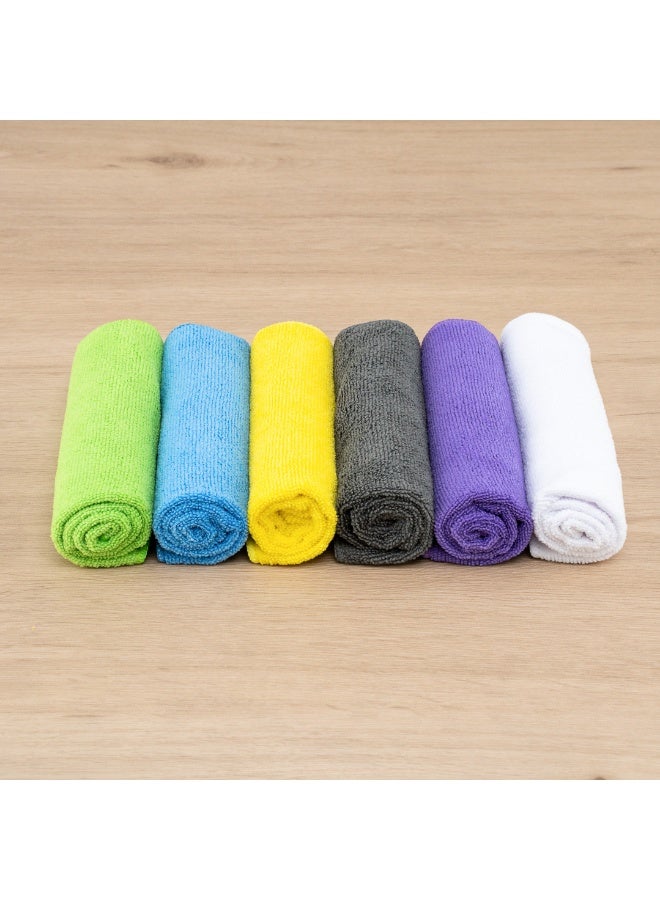 Restaurantware Clean Tek Professional 16 x 16 Inch Cleaning Cloths, 60 Lint Free Microfiber Towels - Highly Absorbent, Non Abrasive, 6 Colors Microfiber Cleaning Rags, Reusable, For All Purpose Use - Image 4