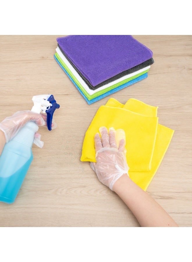 Restaurantware Clean Tek Professional 16 x 16 Inch Cleaning Cloths, 60 Lint Free Microfiber Towels - Highly Absorbent, Non Abrasive, 6 Colors Microfiber Cleaning Rags, Reusable, For All Purpose Use - Image 5