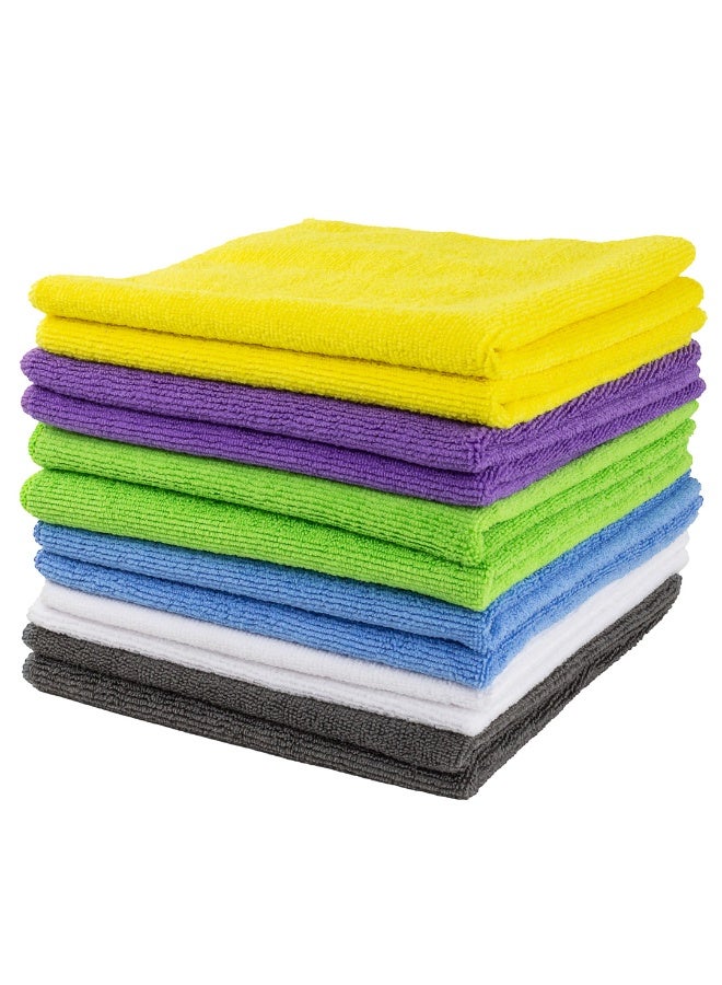 Restaurantware Clean Tek Professional 16 x 16 Inch Cleaning Cloths, 60 Lint Free Microfiber Towels - Highly Absorbent, Non Abrasive, 6 Colors Microfiber Cleaning Rags, Reusable, For All Purpose Use - Image 1