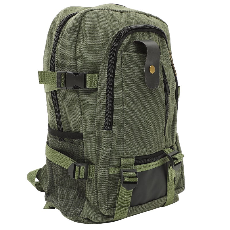 2pcs Green Rucksack Large Capacity Canvas Backpack Travel Casual Canvas Satchel Backpack Multifunction Student School Bag - Image 2