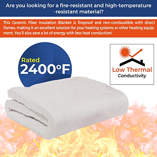 SIMOND STORE Ceramic Fiber Insulation Blanket - 1” x 12” x 32” - 8# Density 2400F - Fireproof Insulation Blanket for Wood Stove, Forge, Furnace, Fireplace, Kiln, Pizza Oven, Dishwasher, Chimney, Boiler, and More - Image 3