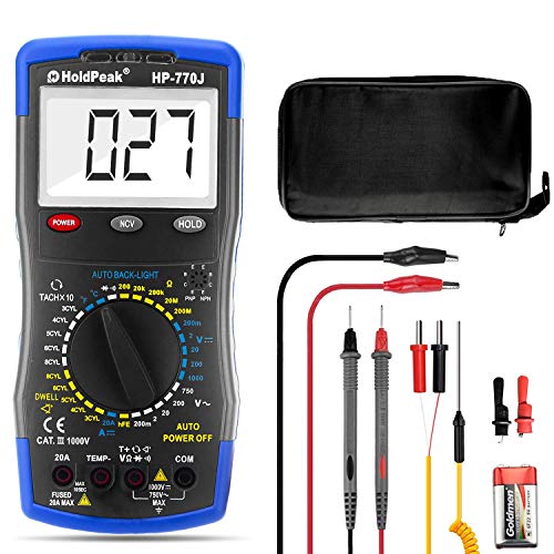 AOPUTTRIVER Digital Multimeter HP-770J Automotive Multimeter Engine Analyser Manual Ranging NCV Multi Tester Voltmeter Measure Voltage+Current+Resistance+Temp+RPM+Dwell Angle with Data Hold+Backlight+Auto Off+℃/℉ - Image 1