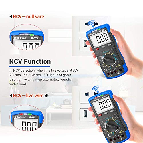 AOPUTTRIVER Digital Multimeter HP-770J Automotive Multimeter Engine Analyser Manual Ranging NCV Multi Tester Voltmeter Measure Voltage+Current+Resistance+Temp+RPM+Dwell Angle with Data Hold+Backlight+Auto Off+℃/℉ - Image 5