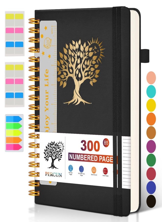 PERCUN Large Spiral Notebook with 300 Numbered Pages - B5 Spiral Journal for Writing, College Ruled Lined Pages, Work & School Notebook for Men & Women,hardcover Leather Notebook 7" x 10" - Image 1