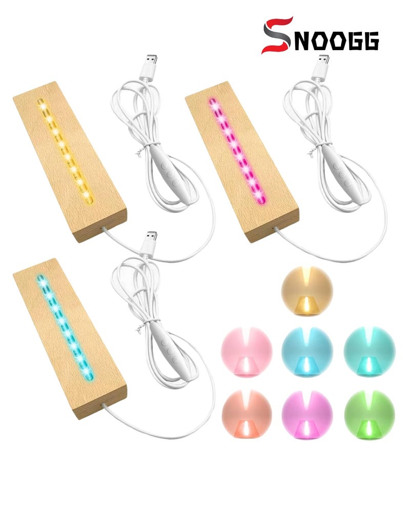 Snoogg قاعدة عرض كريستال LED خشبية مستطيلة مع 16 وضع إضاءة مع جهاز تحكم عن بعد لنظارات كريستالية ثلاثية الأبعاد، فن الراتنج، النظارات والزجاجات (8 بوصة) - Image 3