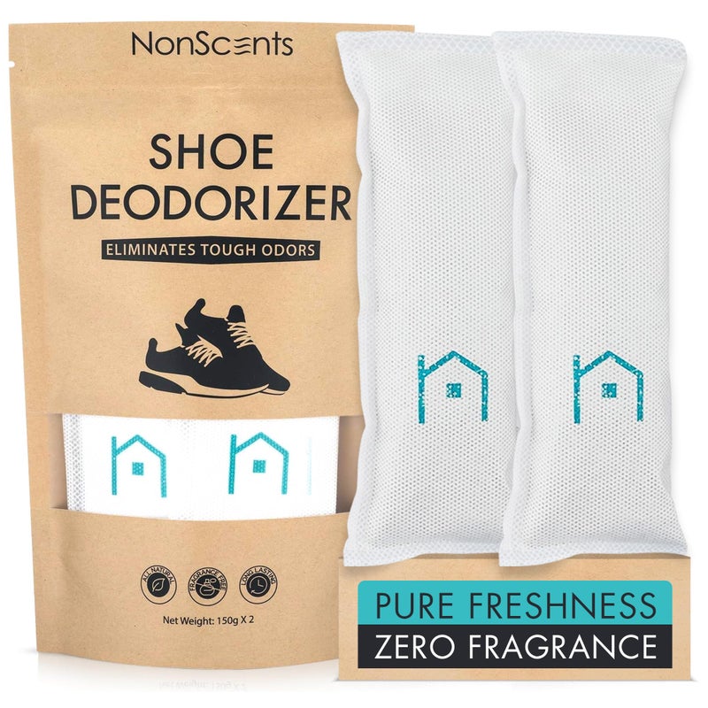 NonScents Shoe Deodorizer 1-Pack (2 Count) - Odor Eliminator, Air Freshener, Smell Absorber, Scent Remover for Shoes, Gym Bags, Soccer Cleats, Closets, Pet Area, Reusable - Shoe Deodorant - Image 1