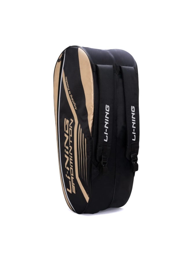 Li-Ning Li-Ning Hot Shot Double Zipper Polyester Badminton Kit Bag (Black/Gold, Large) - Image 1