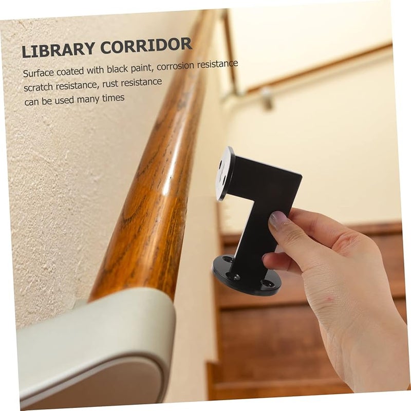 Wall Mounted Handrail Bracket Heavy Duty Stair Railing Support Black Steel Base - Image 4