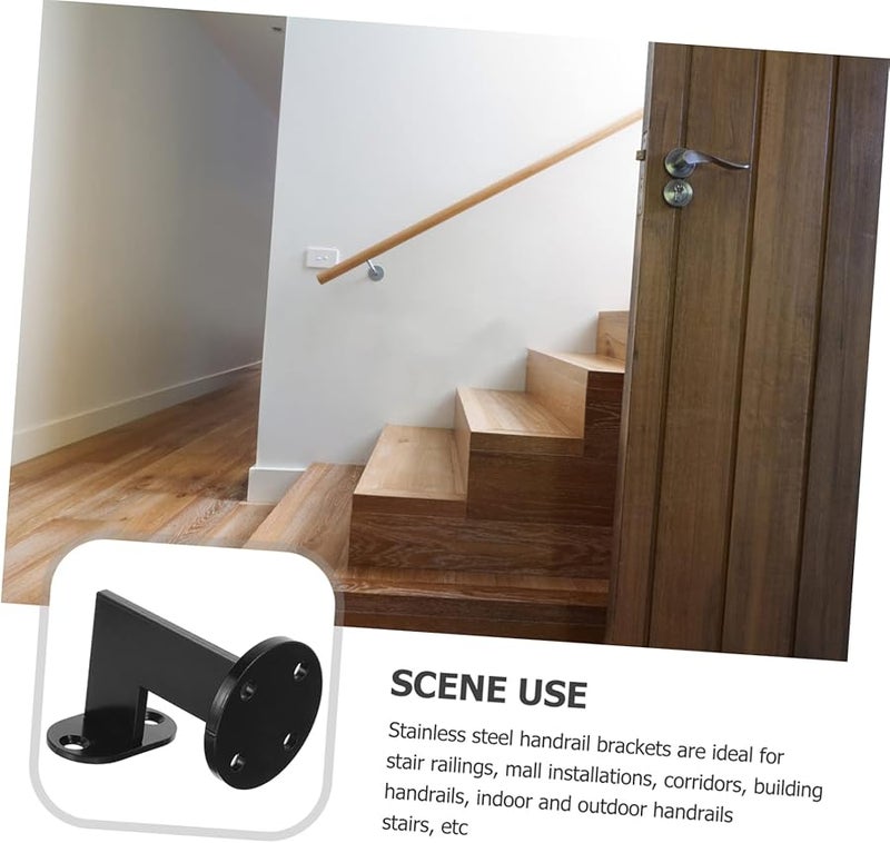 Wall Mounted Handrail Bracket Heavy Duty Stair Railing Support Black Steel Base - Image 5