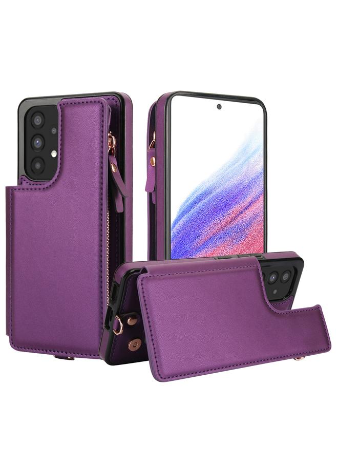 S-TOP Case For Samsung Galaxy A53 5G Double Flap Zipper RFID Leather Phone Case with Short Lanyard - Image 1