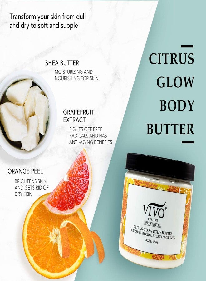 Vivo Per Lei Vitamin C Body Butter - Hydrating Body Cream with Shea Butter - Anti-Aging Body Butter Cream For Smooth, Soft Skin - Non-Greasy Cream with Citrus Peel - 452g / 16 oz - Image 2