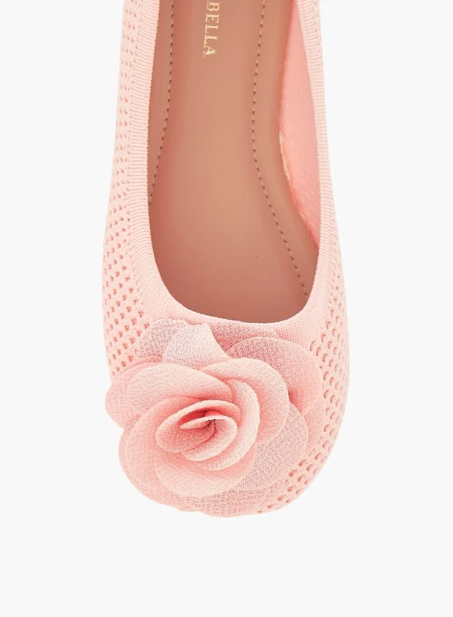 Flora Bella By Shoexpress Girls Floral Detail Slip-On Ballerina Shoes