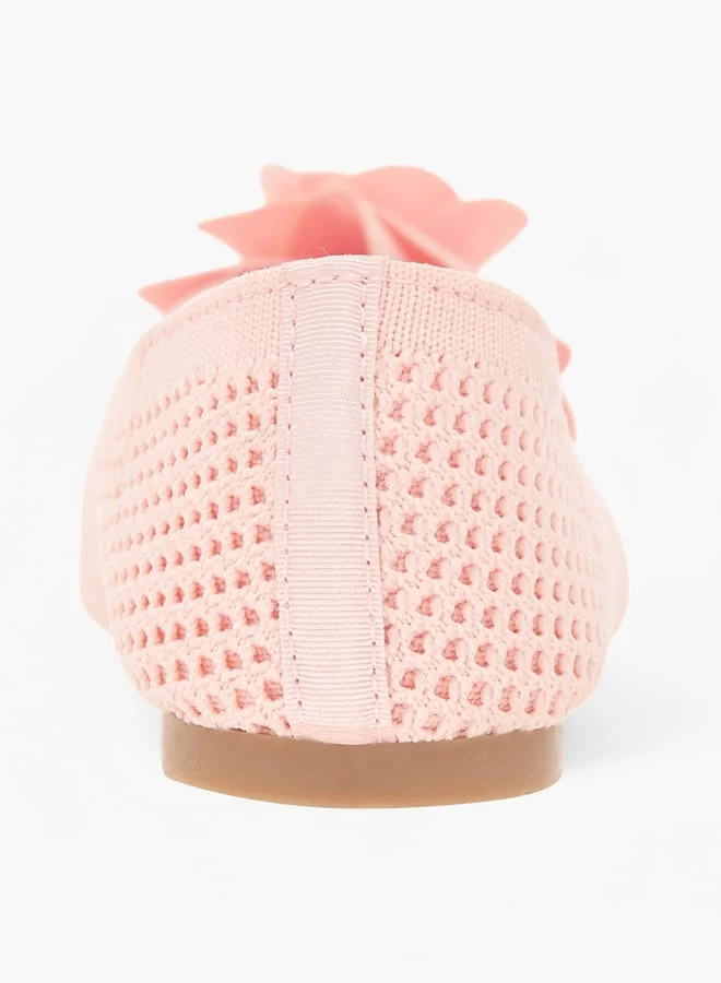 Flora Bella By Shoexpress Girls Floral Detail Slip-On Ballerina Shoes