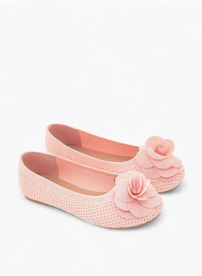 Flora Bella By Shoexpress Girls Floral Detail Slip-On Ballerina Shoes