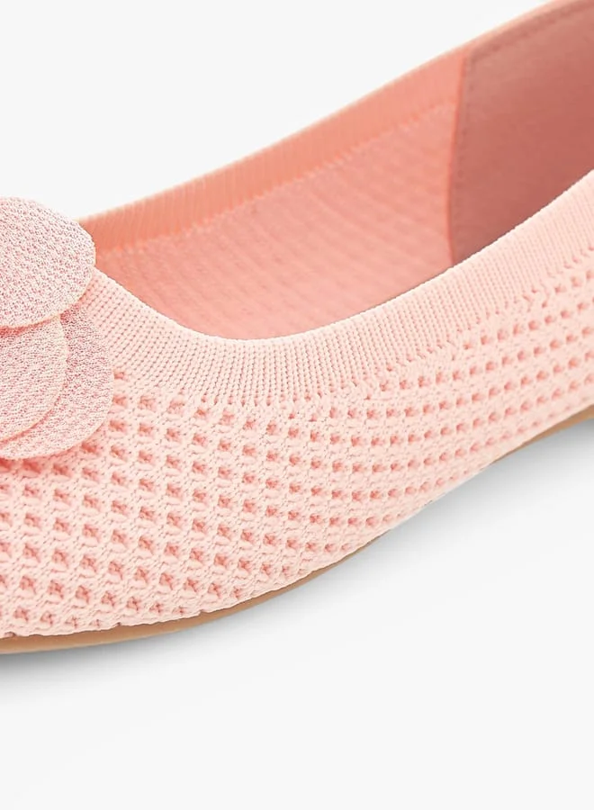 Flora Bella By Shoexpress Girls Floral Detail Slip-On Ballerina Shoes