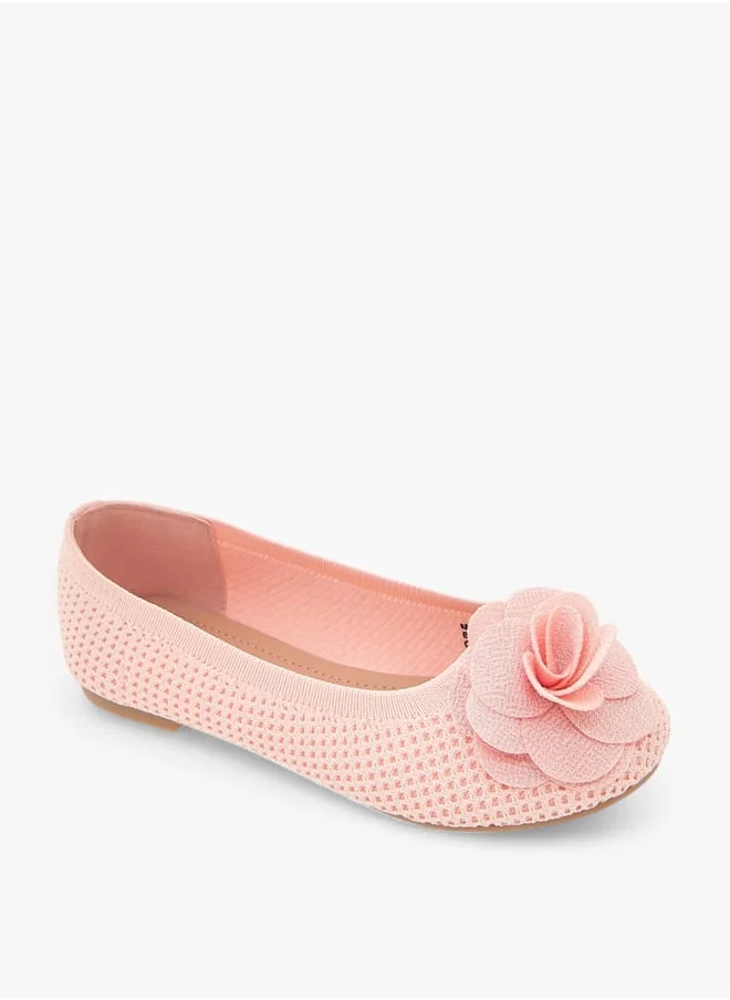 Flora Bella By Shoexpress Girls Floral Detail Slip-On Ballerina Shoes