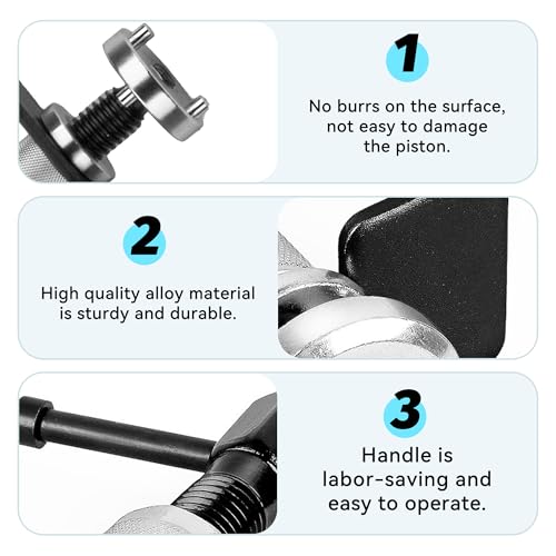 Alieemo Car Disc Brake Caliper Piston Rewind Tool, 3pcs/Set Brake Piston Wind Back Tool, Auto Rear Brake Pad Wind Back Right Handle Tool, Universal for RV, SUV, Truck - Image 5