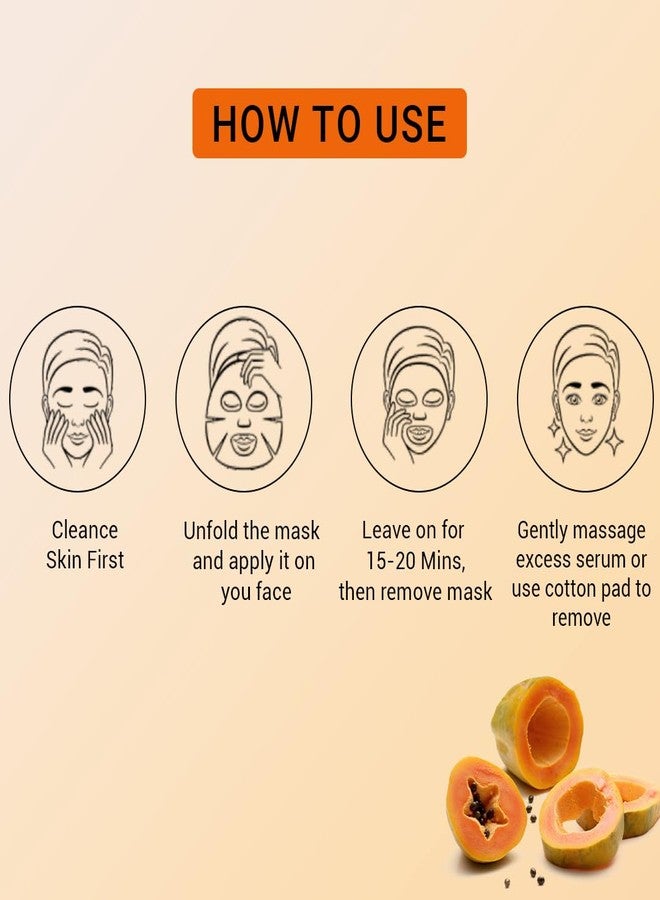 MAN CODE Mancode Papaya Facial Sheet Mask 25ml Promotes Soft and Smooth Skin Firming Cleansing Pore Reducing Brightening and Enhances Daily Glow Korean Sheet Mask for Men Women Set Combo Pack of 3 - Image 3