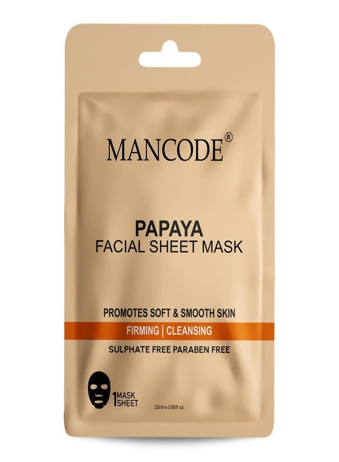 MAN CODE Mancode Papaya Facial Sheet Mask 25ml Promotes Soft and Smooth Skin Firming Cleansing Pore Reducing Brightening and Enhances Daily Glow Korean Sheet Mask for Men Women Set Combo Pack of 3 - Image 2
