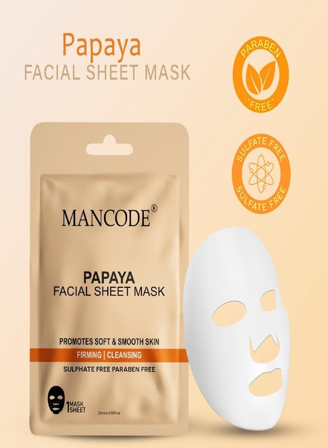 MAN CODE Mancode Papaya Facial Sheet Mask 25ml Promotes Soft and Smooth Skin Firming Cleansing Pore Reducing Brightening and Enhances Daily Glow Korean Sheet Mask for Men Women Set Combo Pack of 3 - Image 5