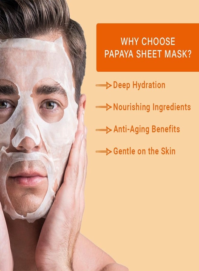 MAN CODE Mancode Papaya Facial Sheet Mask 25ml Promotes Soft and Smooth Skin Firming Cleansing Pore Reducing Brightening and Enhances Daily Glow Korean Sheet Mask for Men Women Set Combo Pack of 3 - Image 4