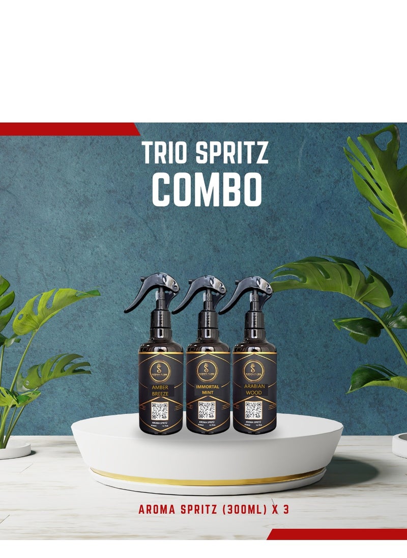 Scenta Flora Trio Aroma Spritz Combo – Long-Lasting Oil Freshener for Car, Home & Fabrics (3x300ml) – Freshness Anywhere  - Image 1