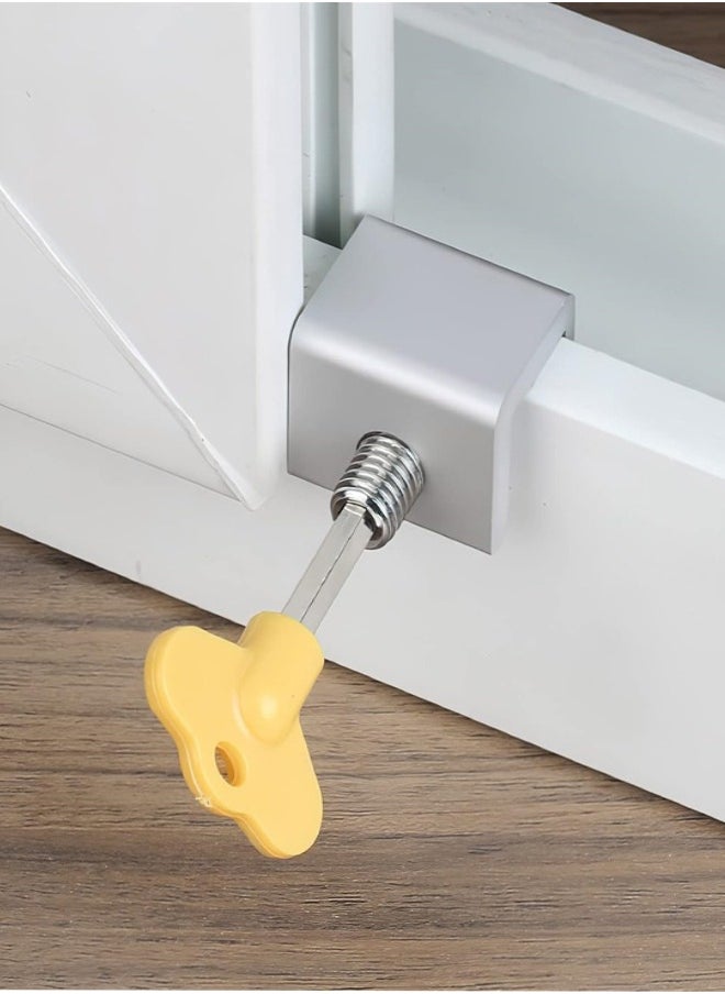 Window Locks, 6 Sets Adjustable Sliding Window Door Safety Locks with Key, Aluminum Window Locks Security Stoppers Adjustable Security Locks for Vertical Horizontal Slide Door Windows
