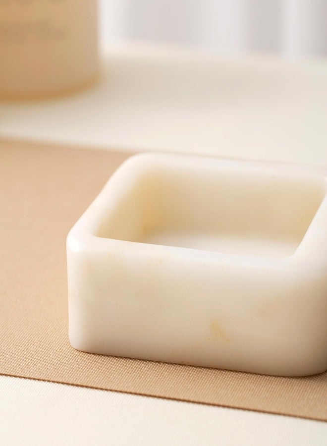 CM CHIC MONDAY Marble Ring Holder for Women, Irregular Square Jewelry Dish Tray, Monthers Day Gifts Small Ring Dish(Natural White) - Image 4