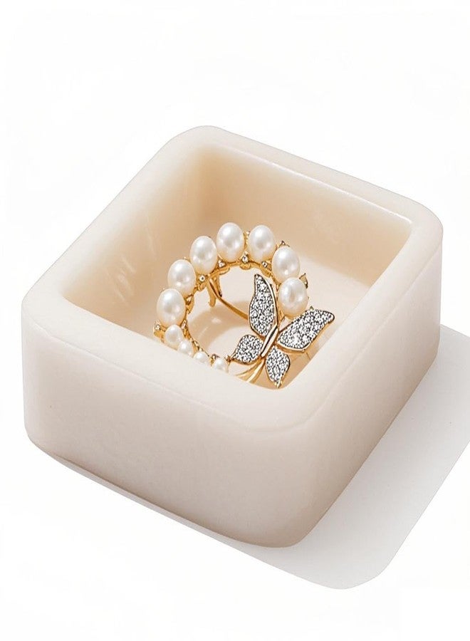 CM CHIC MONDAY Marble Ring Holder for Women, Irregular Square Jewelry Dish Tray, Monthers Day Gifts Small Ring Dish(Natural White) - Image 1
