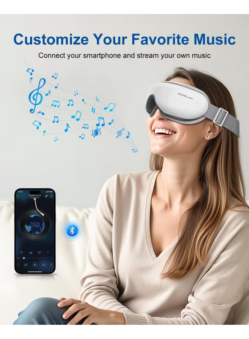 Morelax جهاز تدليك العين بالحرارة – قناع تدليك للعين مع تسخين وموسيقى Bluetooth، لتخفيف إجهاد العين والهالات السوداء والانتفاخ، هدية مثالية للرجال والنساء - Image 4
