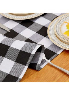 QueenDream Buffalo Plaid Table Runners 2 Packs 13x84 Inches Black and White Check Table Runner Fall Thanksgiving Table Runners for Parties  - Image 5