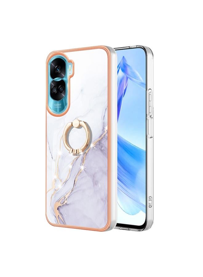 erorex Case For Honor 90 Lite 5G Electroplating Marble IMD TPU Phone Case with Ring Holder - Image 1