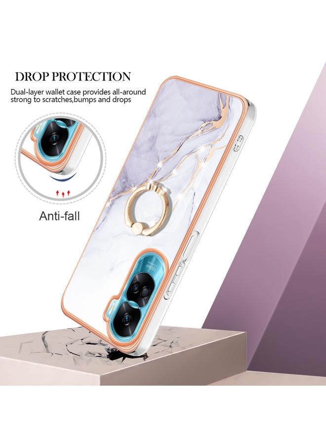 erorex Case For Honor 90 Lite 5G Electroplating Marble IMD TPU Phone Case with Ring Holder - Image 2