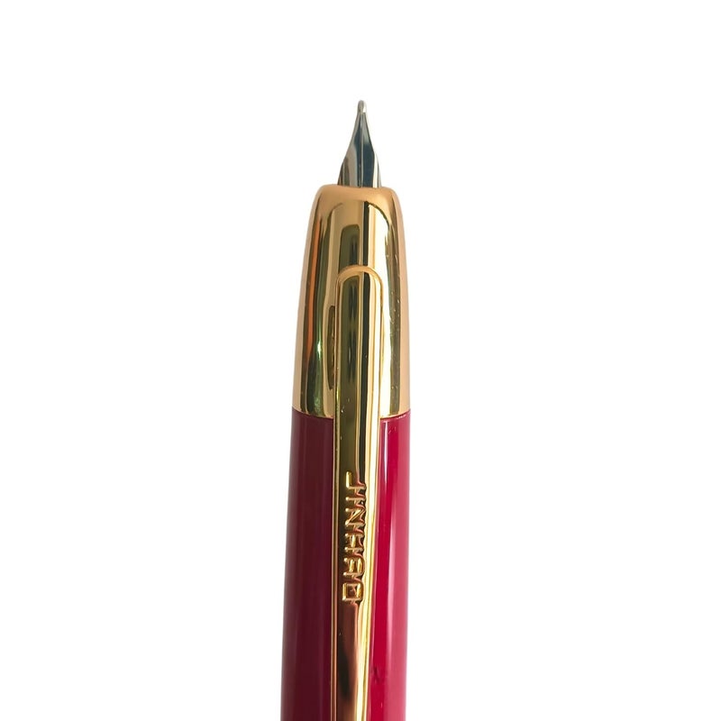 Goldleaf Jinhao 20 Press Retractable Fountain Pen – Fine Nib with Converter – Plastic Body & Metal Clip – Multiple Colors – Smooth Writing Pen (No Ink Included) (Red (Gold Clip)) - Image 2