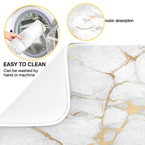 Wamika Marble White Dish Drying Mat 18x24 for Kitchen Golden Grey Marble Dishes Pad Dish Drainer Rack Mats Absorbent Fast Dry Kitchen Accessories - Image 2