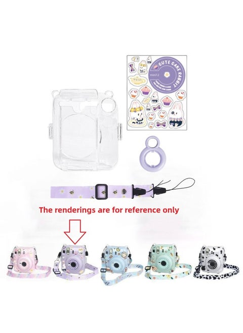 Product Instaxmini12 Transparent Crystal Case Protective Case Anti-scratch Anti-drop [excluding Camera]]-Product Color:12/without Photo Bag (without Camera)-Model:Purple Rabbit Suit Purple Selfmaking Mirror