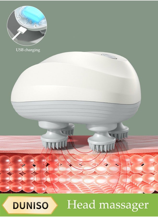 DUNISO Electric Scalp Massager, Portable Deep Scalp Massager, Handheld Multifunctional Massage, With 4 Replaceable Massage Heads, Suitable For Massaging The Head, Neck, Arms, And Legs  - Image 1