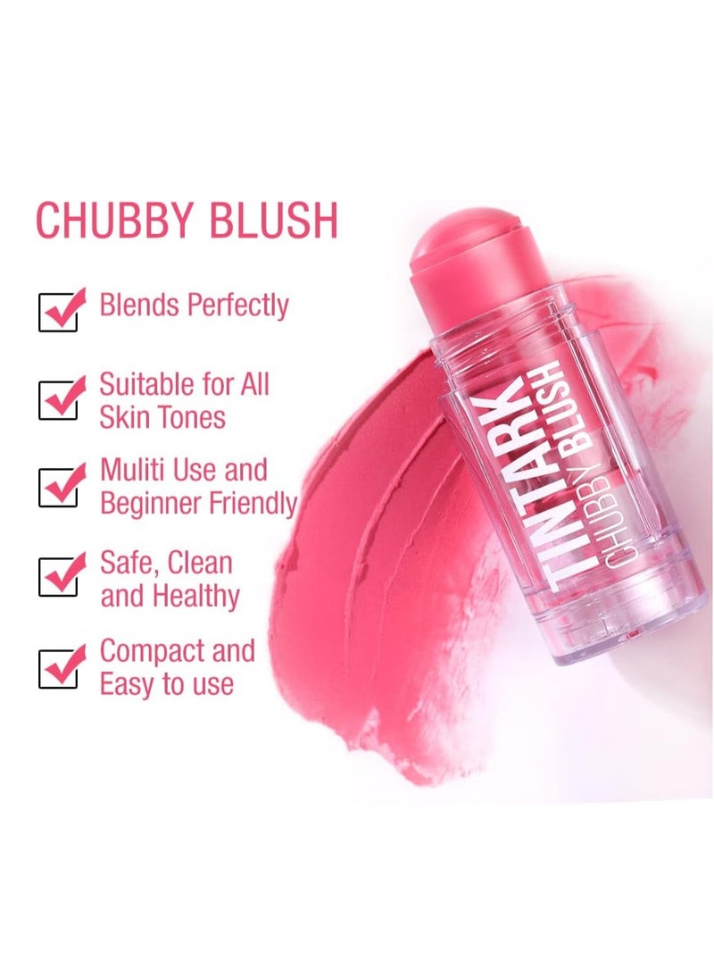 Tintark - Chubby Blush Stick Makeup Peach Blushers for Cheeks Make up Pink Coral Cream Blushes Stick Natural Looking 3 in 1 Face Tint Blush Matte Talc Free 01 - Image 1