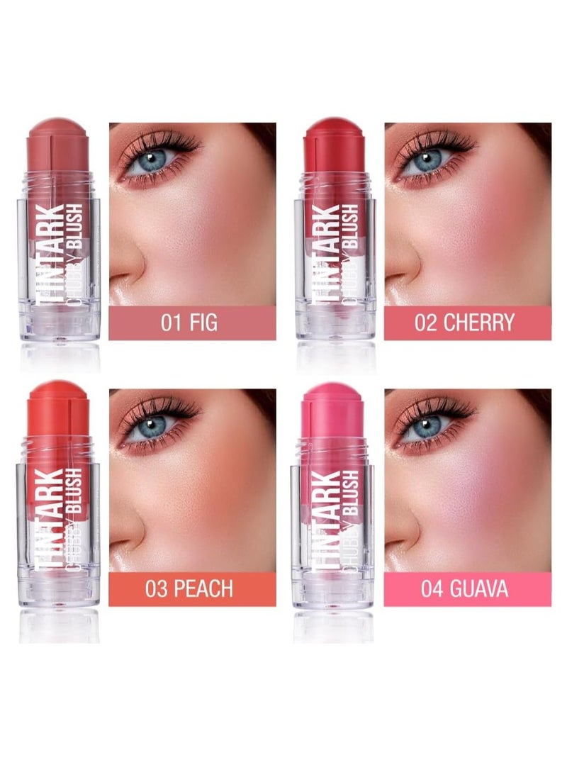 Tintark - Chubby Blush Stick Makeup Peach Blushers for Cheeks Make up Pink Coral Cream Blushes Stick Natural Looking 3 in 1 Face Tint Blush Matte Talc Free 01 - Image 1