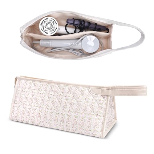 idoltimes Quilted Hair Tools Travel Bag, Compatible with Dyson Airwrap Styler, Portable Cotton Floral Organizer Case for Shark FlexStyle Attachments Storage - Image 1